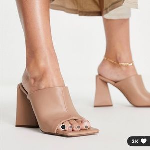ASOS heeled mules in beige
